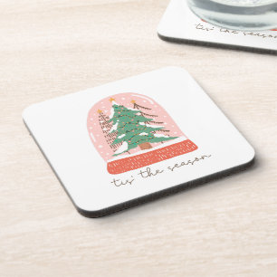Tis The Season Christmas Snow Globe Holiday Coaster