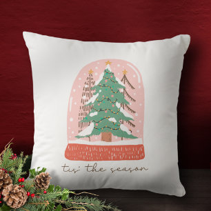 Tis The Season Christmas Snow Globe Holiday Cushion