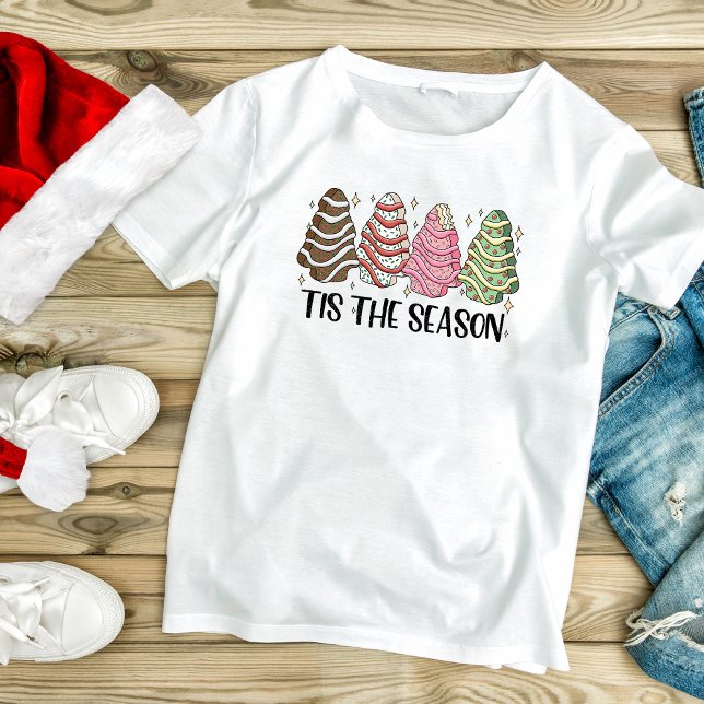 Tis the Season Christmas Tree Cake Modern Holiday T-Shirt (Creator Uploaded)