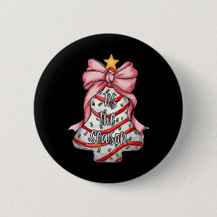 Tis The Season Christmas Tree Cakes Debbie Pink Co 6 Cm Round Badge