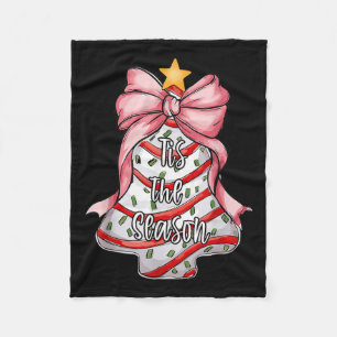 Tis The Season Christmas Tree Cakes Debbie Pink Co Fleece Blanket