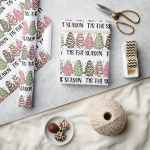 Tis the Season Christmas Tree Cakes Holiday Wrapping Paper
