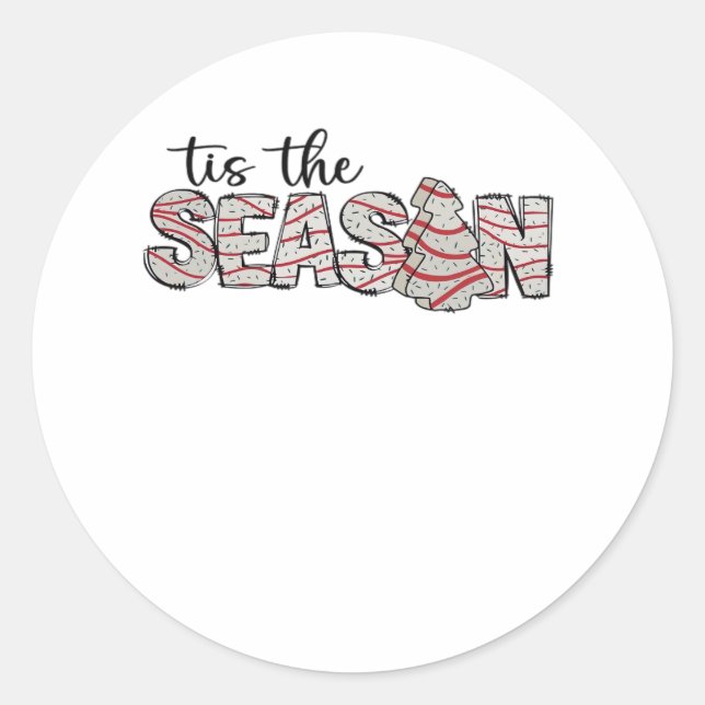 Tis The Season Christmas Tree Classic Round Sticker (Front)