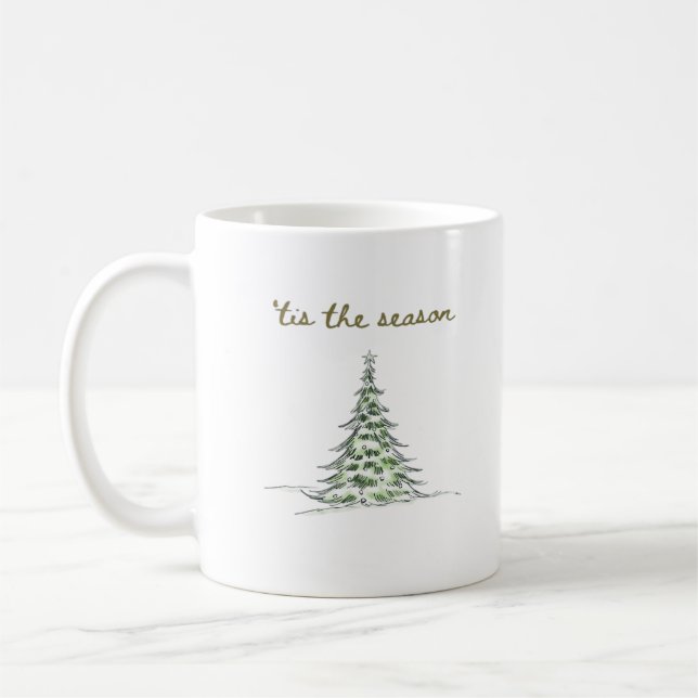 Tis The Season Christmas Tree Debbie Groovy Santa Coffee Mug (Left)