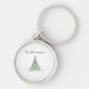 Tis The Season Christmas Tree Debbie Groovy Santa Key Ring