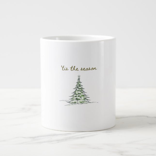 Tis The Season Christmas Tree Debbie Groovy Santa Large Coffee Mug (Front)