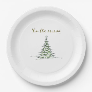 Tis The Season Christmas Tree Debbie Groovy Santa Paper Plate