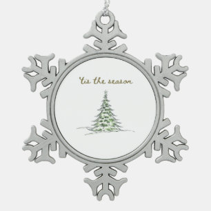 Tis The Season Christmas Tree Debbie Groovy Santa Snowflake Pewter Christmas Ornament