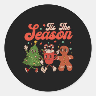 Tis The Season Christmas Tree Gingerbread Cookie C Classic Round Sticker