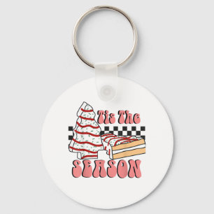 Tis The Season Christmas Tree Groovy Retro Debbie  Key Ring