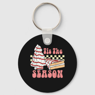 Tis The Season Christmas Tree Groovy Retro Debbie  Key Ring
