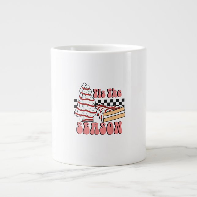 Tis The Season Christmas Tree Groovy Retro Debbie  Large Coffee Mug (Front)