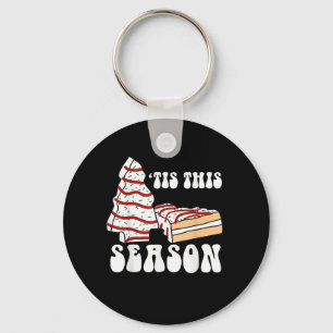 Tis The Season Christmas Tree Groovy Retro Vintage Key Ring