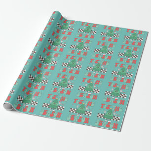 Tis' The Season Christmas Tree Groovy Retro Xmas Wrapping Paper