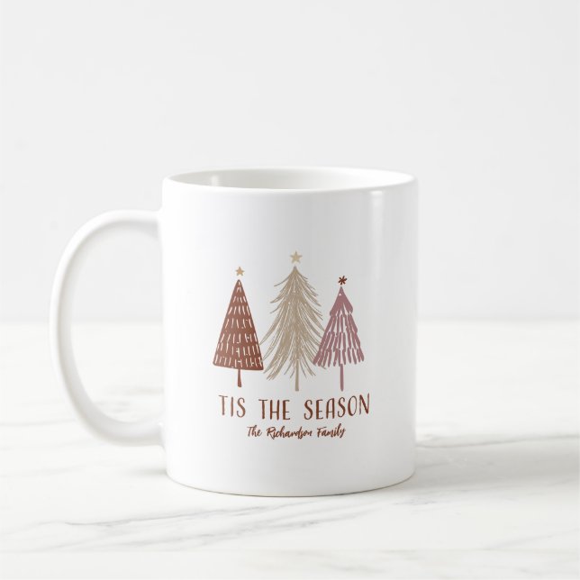 Tis The Season Christmas Tree Holiday Elegant Chic Coffee Mug (Left)