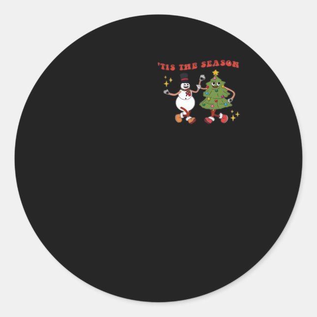 Tis The Season Christmas Tree Pals Classic Trendy  Classic Round Sticker (Front)