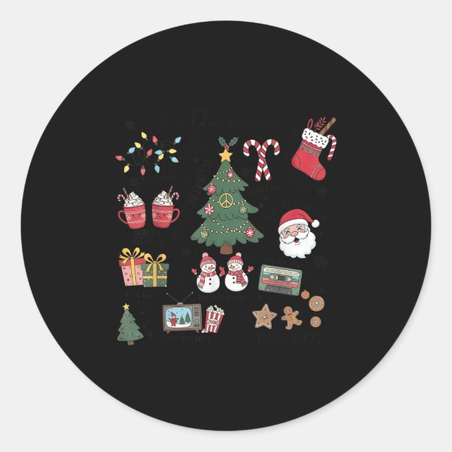 Tis The Season Christmas Tree Santa Claus Baking C Classic Round Sticker (Front)
