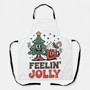 Tis The Season Christmas Tree Santa Hat Coffee Apron