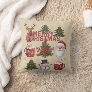 Tis The Season Christmas Tree Santa Latte Xmas Cushion