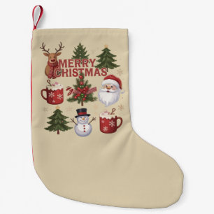 Tis The Season Christmas Tree Santa Latte Xmas Small Christmas Stocking