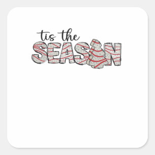 Tis The Season Christmas Tree Square Sticker