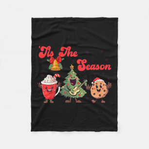 Tis The Season Christmas Tree Xmas Cookies Coffee Fleece Blanket