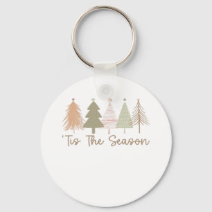 Tis The Season Christmas Trees Whimsical Christmas Key Ring