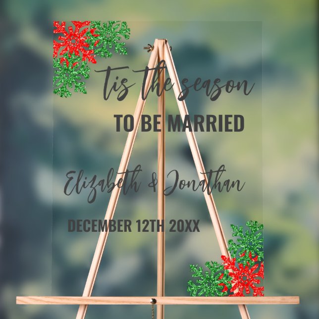 Tis The Season Christmas Wedding Acrylic Sign (Neutral)
