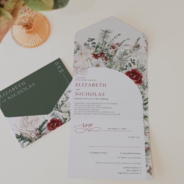 'Tis The Season | Christmas Wedding Floral All In One Invitation (Creator Uploaded)
