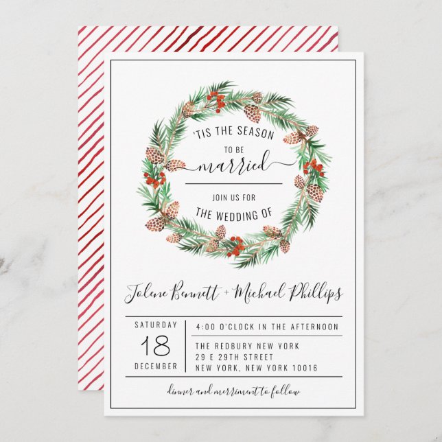 'Tis The Season | Christmas Wedding Invitation (Front/Back)