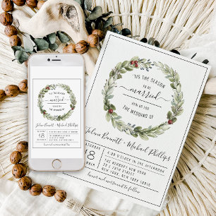 'Tis The Season   Christmas Wedding Invitation