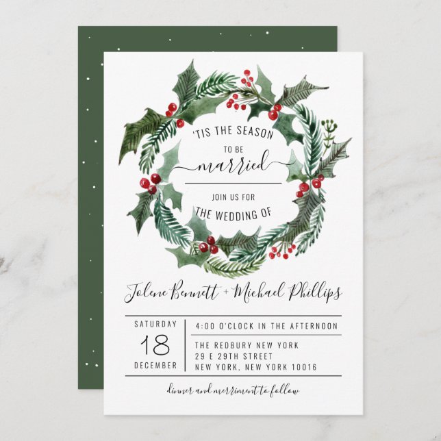 'Tis The Season | Christmas Wedding Invitation (Front/Back)