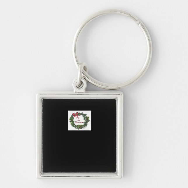 Tis The Season Christmas Wreath Key Ring (Front)