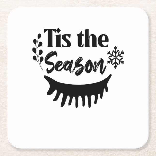 Tis The Season Classic Aesthetic Casual Square Paper Coaster (Front)
