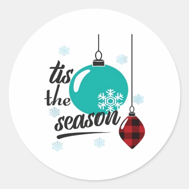 Tis The Season Classic Retro Clean Classic Round Sticker (Front)