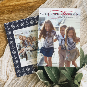 Tis the Season   Coastal Nautical Photo Holiday Card