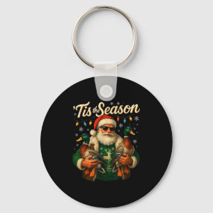 Tis The Season Cool Santa Duck Christmas Design Key Ring