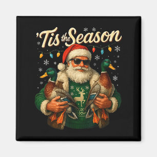 Tis The Season Cool Santa Duck Christmas Design Magnet