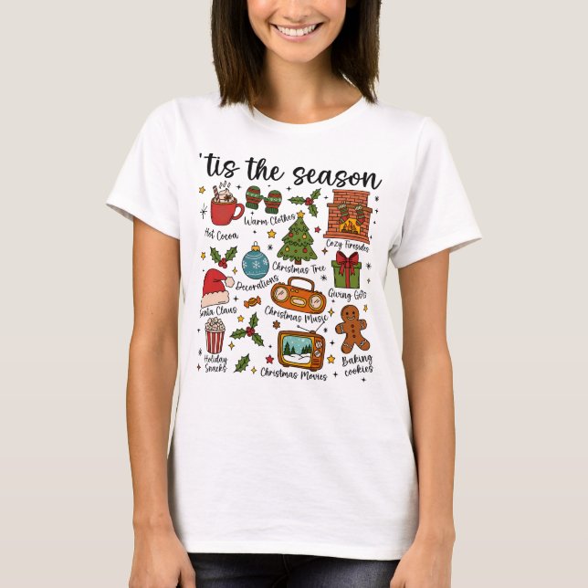 Tis the Season Cozy Christmas Icons Holiday Shirt (Front)