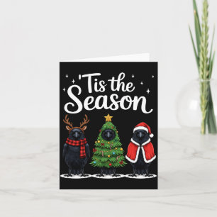 Tis The Season Crow Christmas Santa Bird Long Slee Card