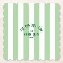 Tis The SeaSon Custom Beach Christmas Green Stripe