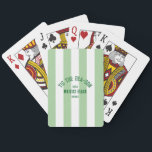 Tis The SeaSon Custom Beach Christmas Green Stripe Playing Cards<br><div class="desc">The ’Tis The Sea-Son Custom Beach Christmas Green Stripe Poker Cards make game night a festive part of your holiday celebrations. Featuring a cheerful green stripe design with customisable beach name and year, these high-quality cards are perfect for poker, card games, or casual holiday gatherings. Durable and easy to shuffle,...</div>