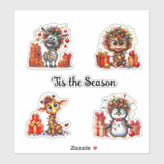 'Tis the Season Cute Animal Christmas Stickers