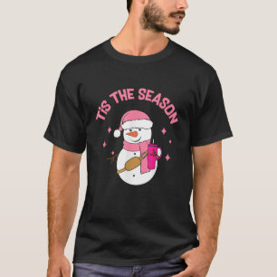 Tis The Season Cute Bougie Snowman Preppy Holiday  T-Shirt