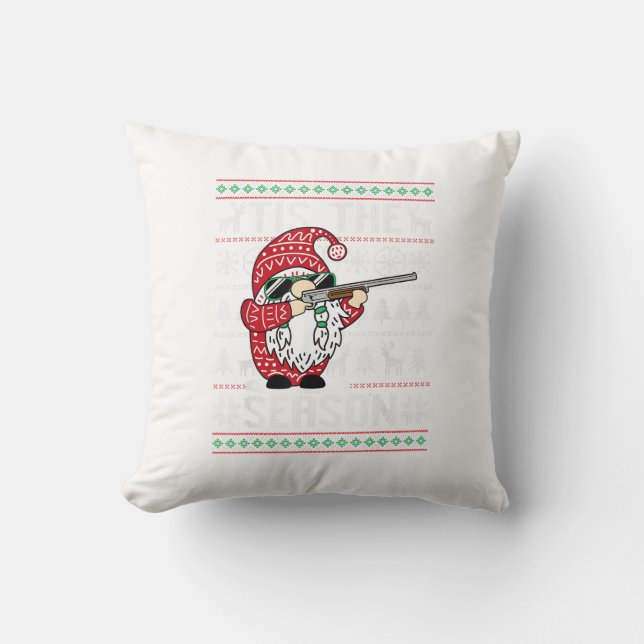 Tis The Season Deer Gnome Reindeer Christmas Cushion (Front)