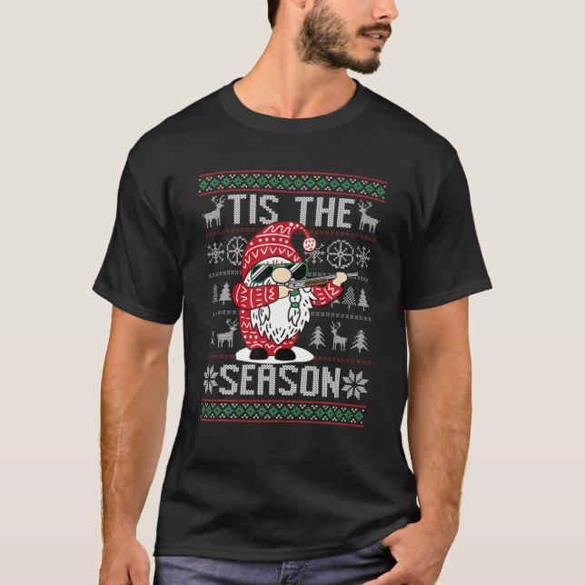 Tis The Season Deer Hunting Gnome Reindeer Christm T-Shirt (Front)