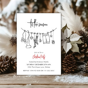 Tis The Season Doodle Clothesline Christmas Party Invitation