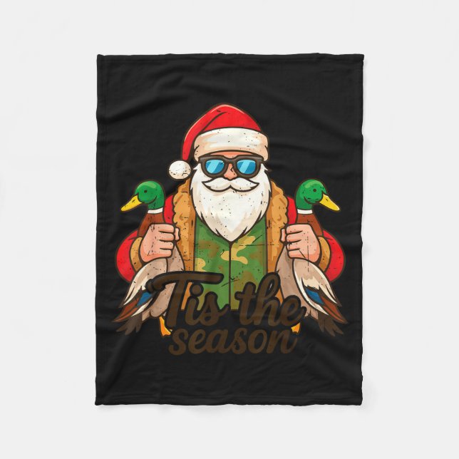 Tis The Season Duck Hunting Christmas Pajama Toddl Fleece Blanket (Front)