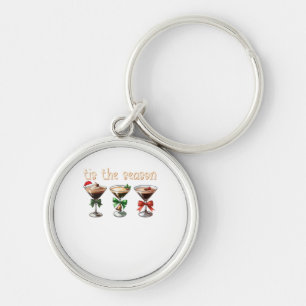 Tis The Season Espresso Cocktail Glasses Party Key Ring