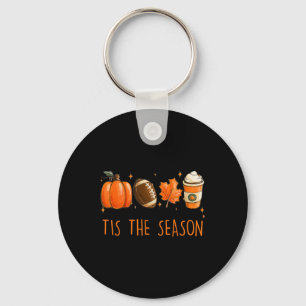 Tis the season fall autumn football pumpkin coffee key ring